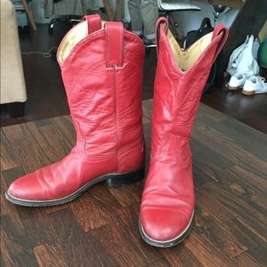 Vintage Wrangler Red Leather MidCalf Western Boots